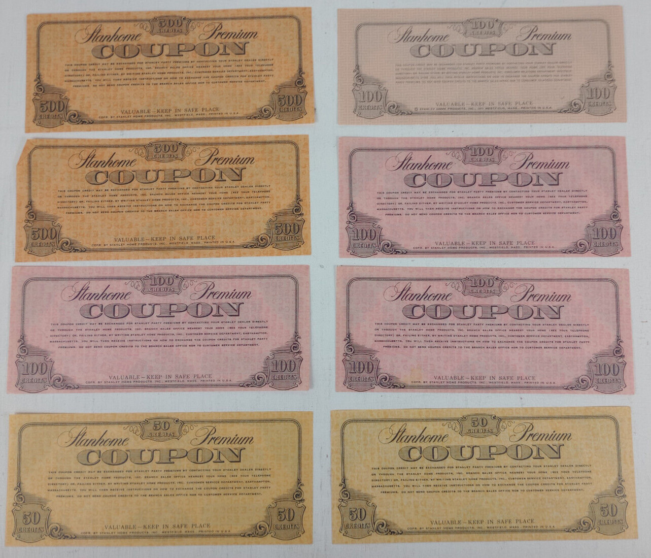 Vintage 1970's Stanhome Premium Coupons x8 Stanley Home