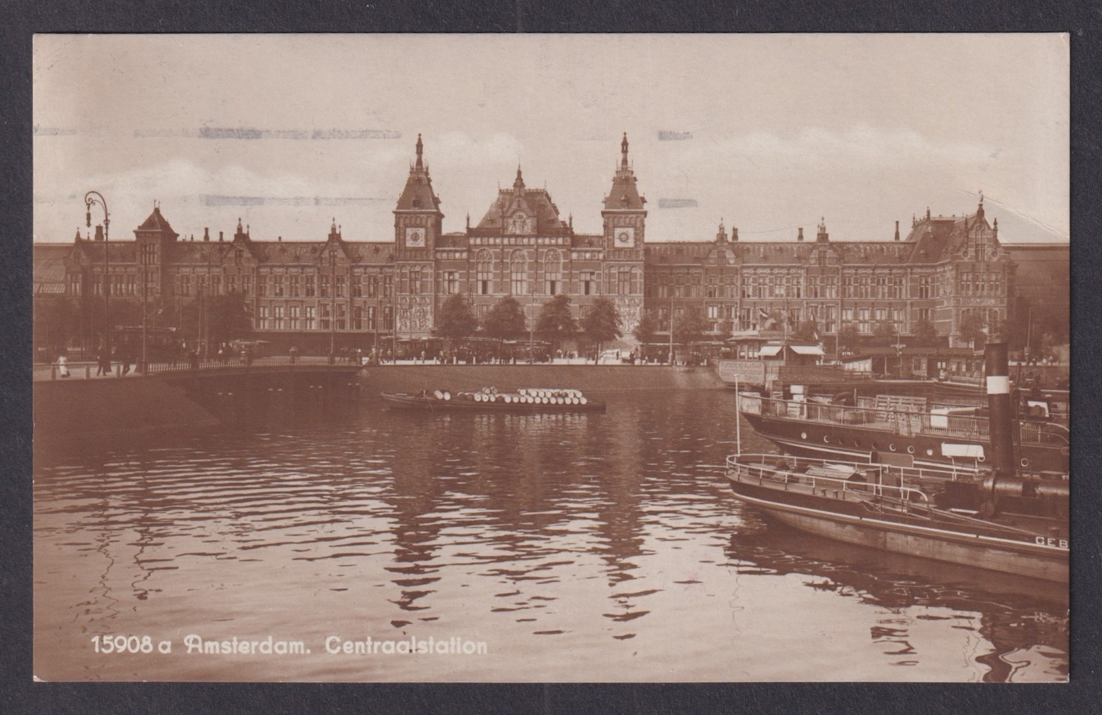 Vintage Postcard Netherlands Amsterdam Centraal Station 1928