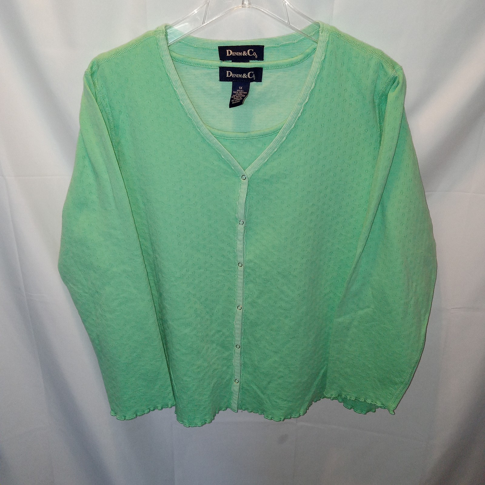 Vintage Y2K Plus Size 1X Spring Green Twin Set Grandmacore Cottagecore Easter