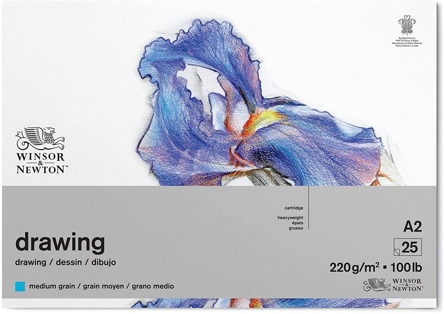 The Drawing Medium Grain Block Glued 25fg A2 220gr