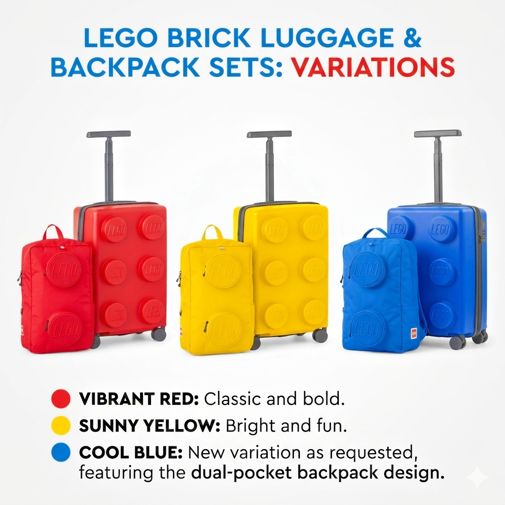 LEGO Expandable Carry-on & Backpack Luggage Set BLUE , RED OR BLUE ONEDAYSHIP!