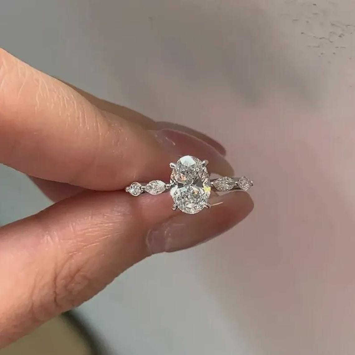 2 CT Oval Cut Solitaire Moissanite Engagement Ring Solid 14K White Gold For Her