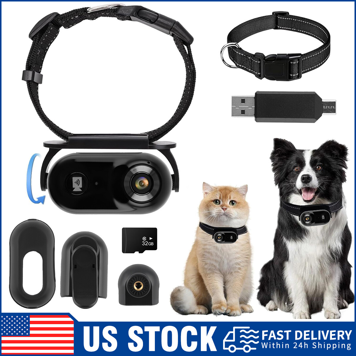 1080P Wireless Pet Collar Camera Recorder Cam Video Monitor Mini Sports Camera