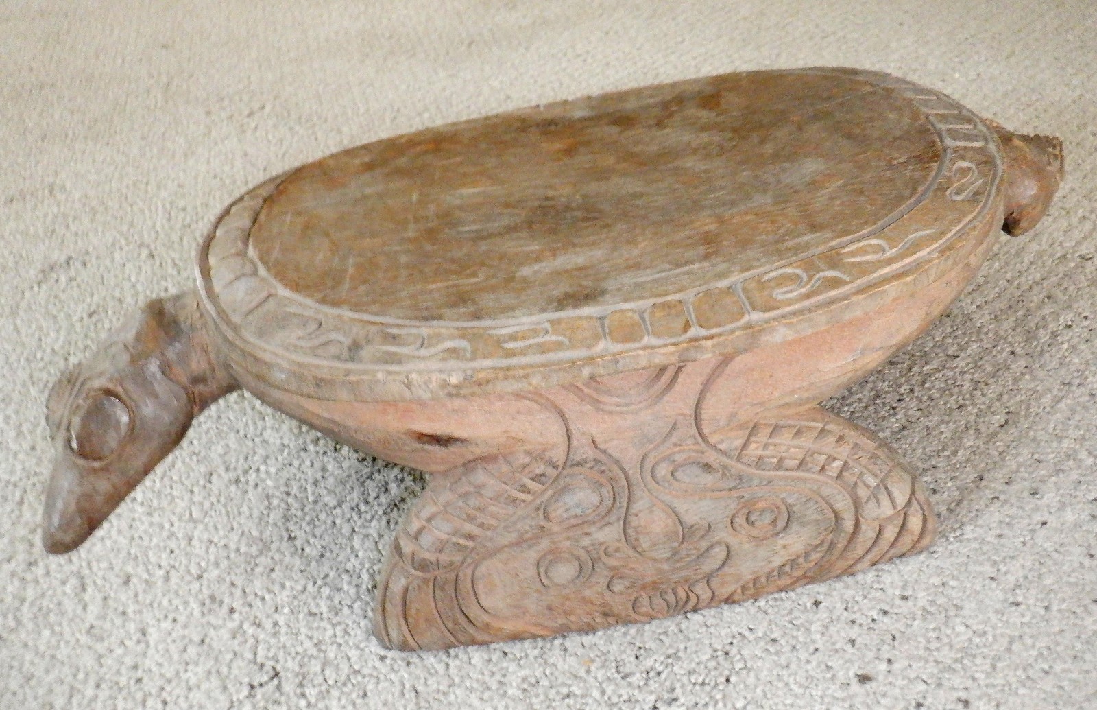 Papua New Guinea Double Turtle Headed Wood Stool, Upper Sepik River