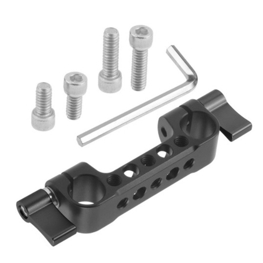 Dual 15mm Rod Clamp Railblock with 1/4 Screw Holes for DSLR Camera Rod7400