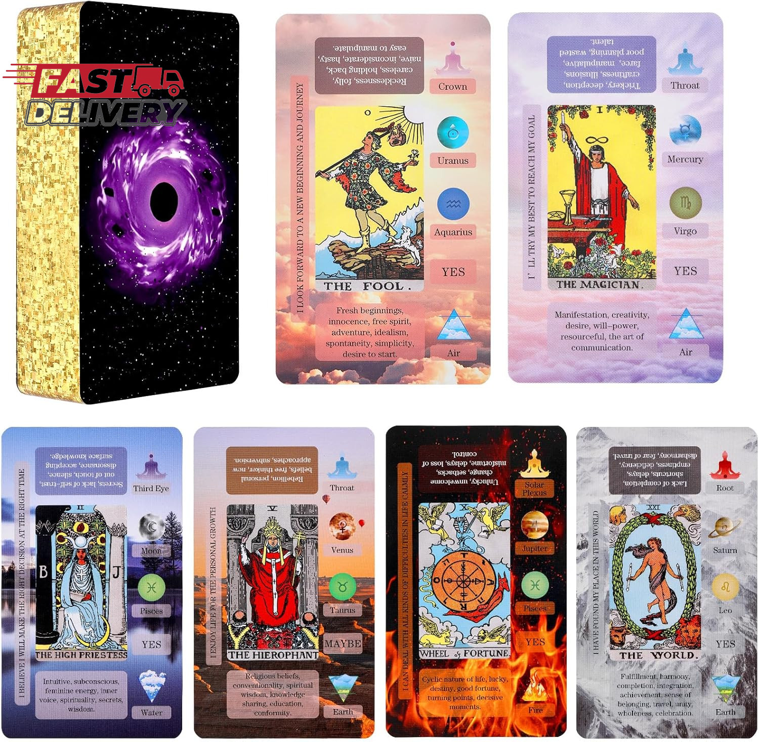 XSYLOHXL Tarot Cards with Meanings on Them for Beginners Classic Learning Traini