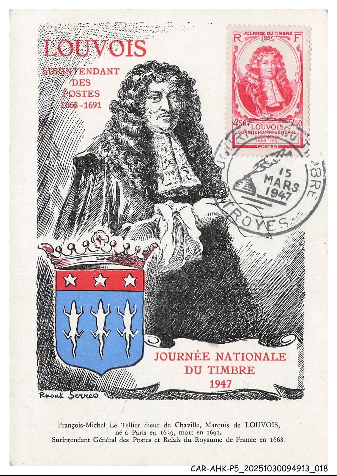 CAR-AHKP5-0275-MAXIMUM CARDS - TROYES - Louvois - Superintendent Of Posts - J