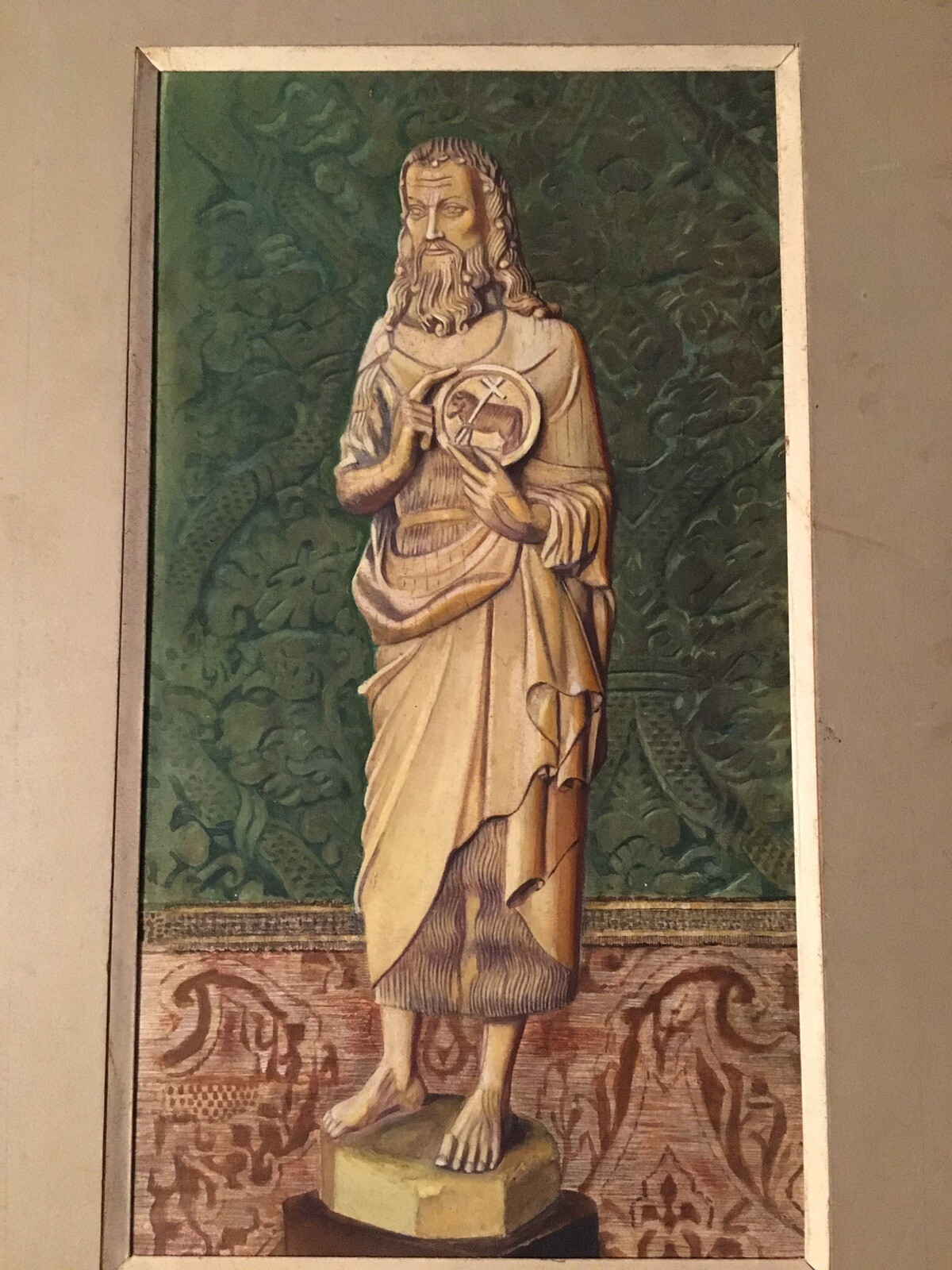 Painting Gouache Cardboard Albert Jarach 1950 Still Life With Statue Lamb 20th