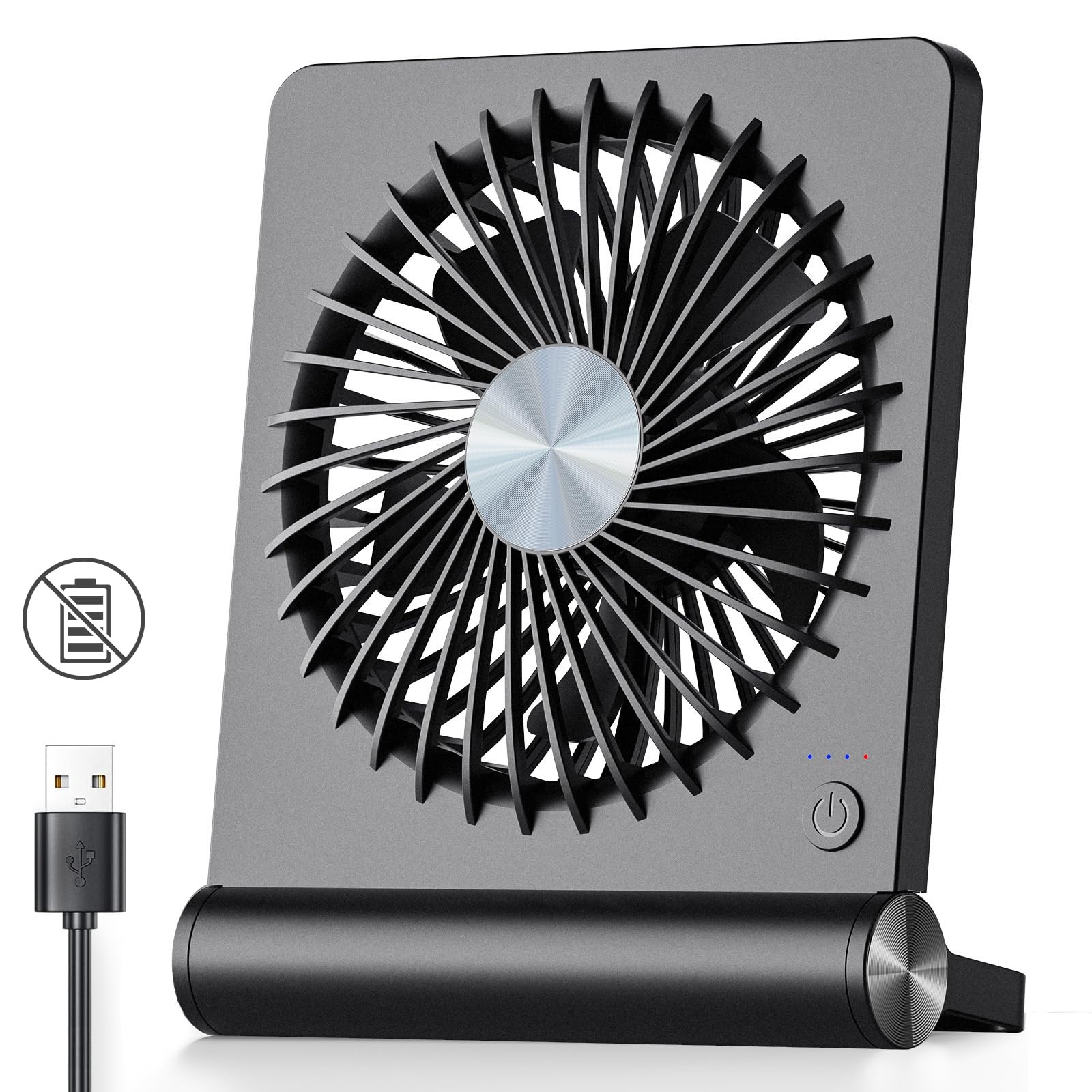 Koonie USB Fan, Strong Wind Ultra Quiet Small Desk Fan 220° 5.7 inch, Black 