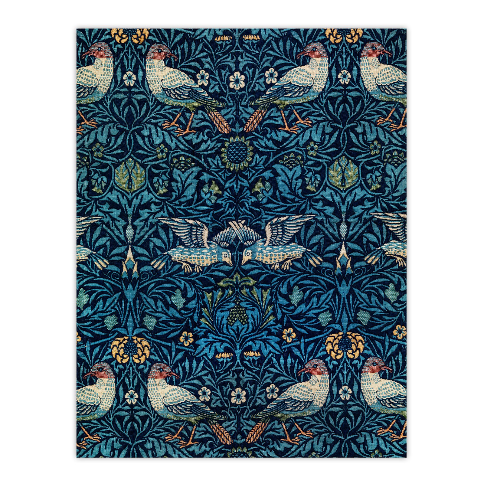 Birds and Flowers Blue Pattern Vintage Framed Wall Art Print W. Morris