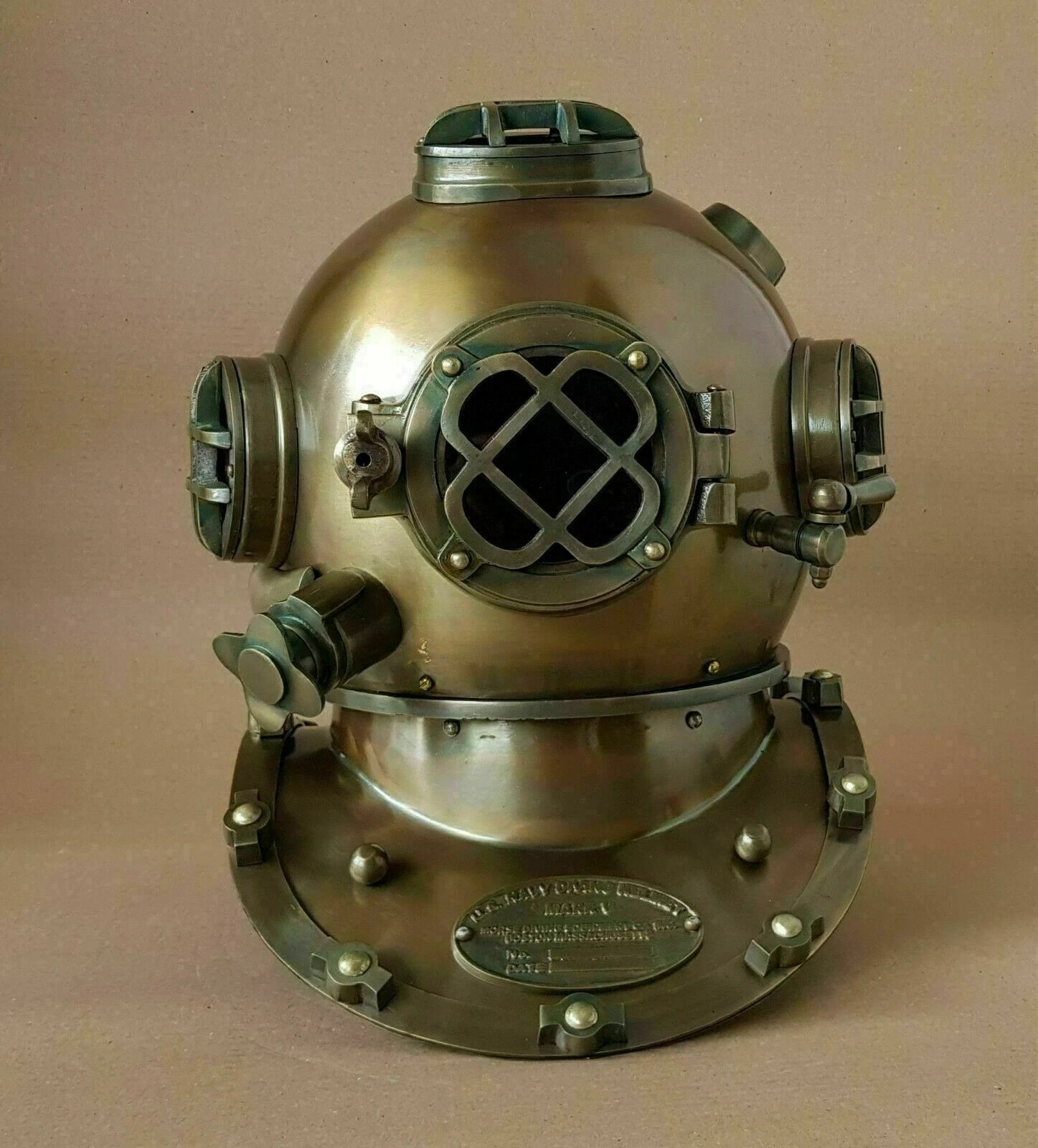 Antique Style Brass Scuba US Navy Mark V Deep Sea Marine Diving Helmet