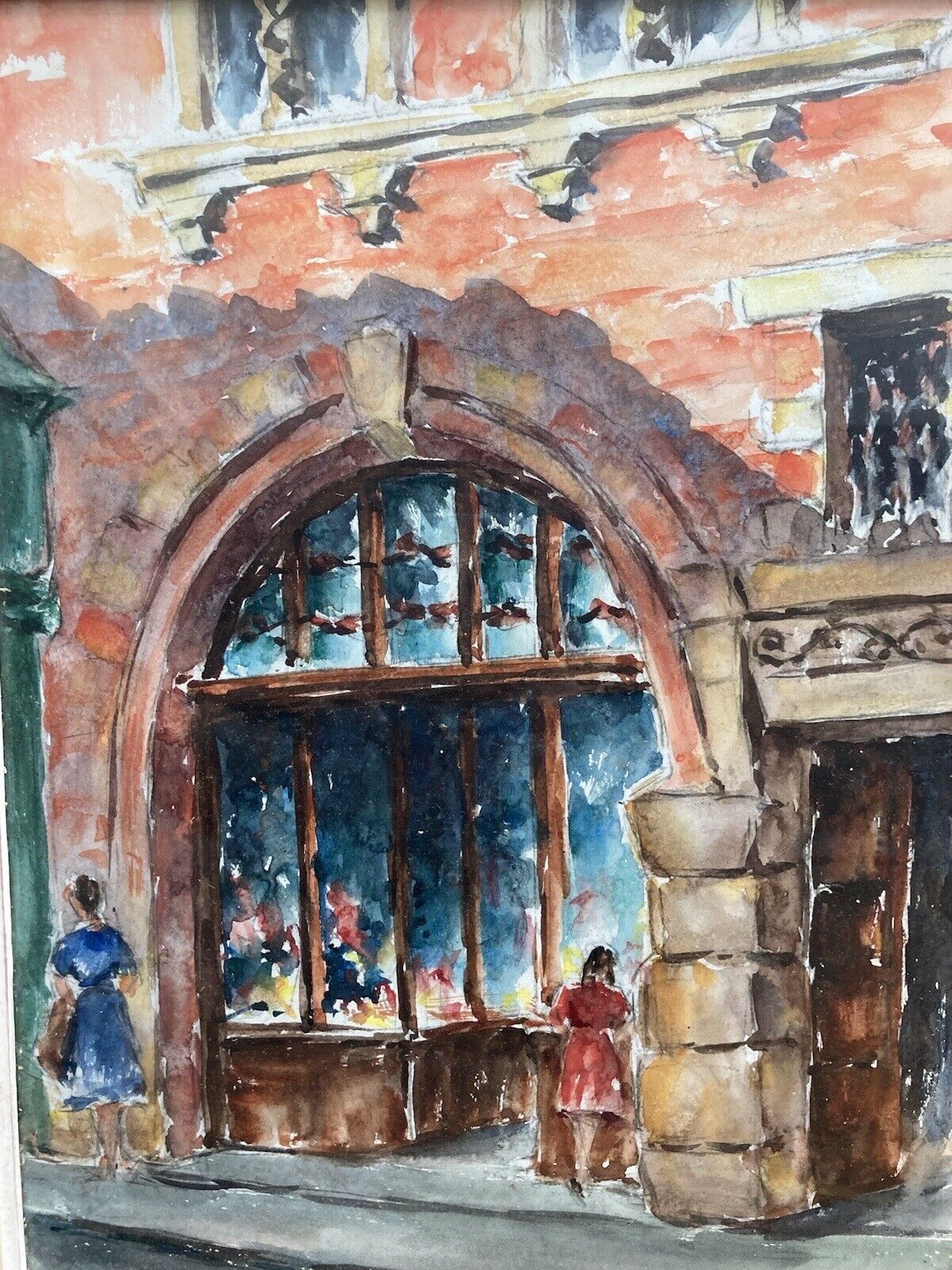 Beautiful Painting Watercolor Paper Toulouse Paule Soulé Gouache Showcase 1950