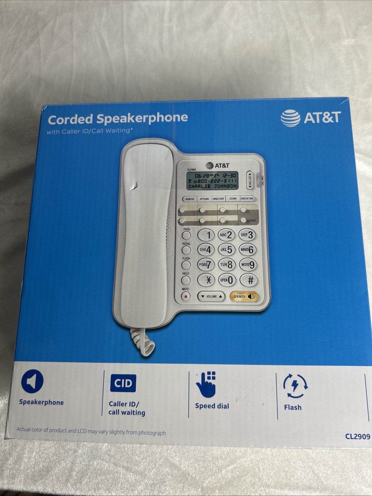 AT&T CL2909 Corded Speakerphone with Caller ID-White