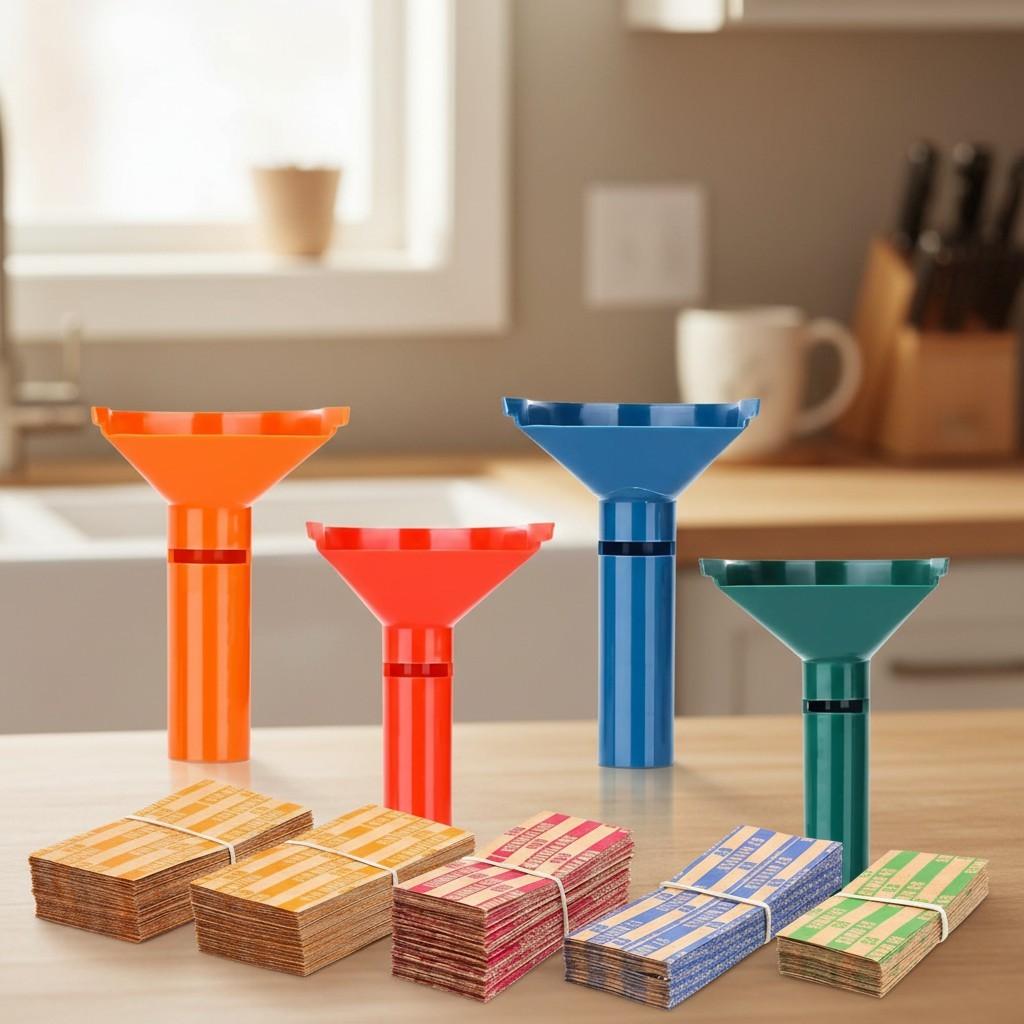 Set of 4 Color-Coded Coin Counting Tubes and Wrappers for Smooth Transactions