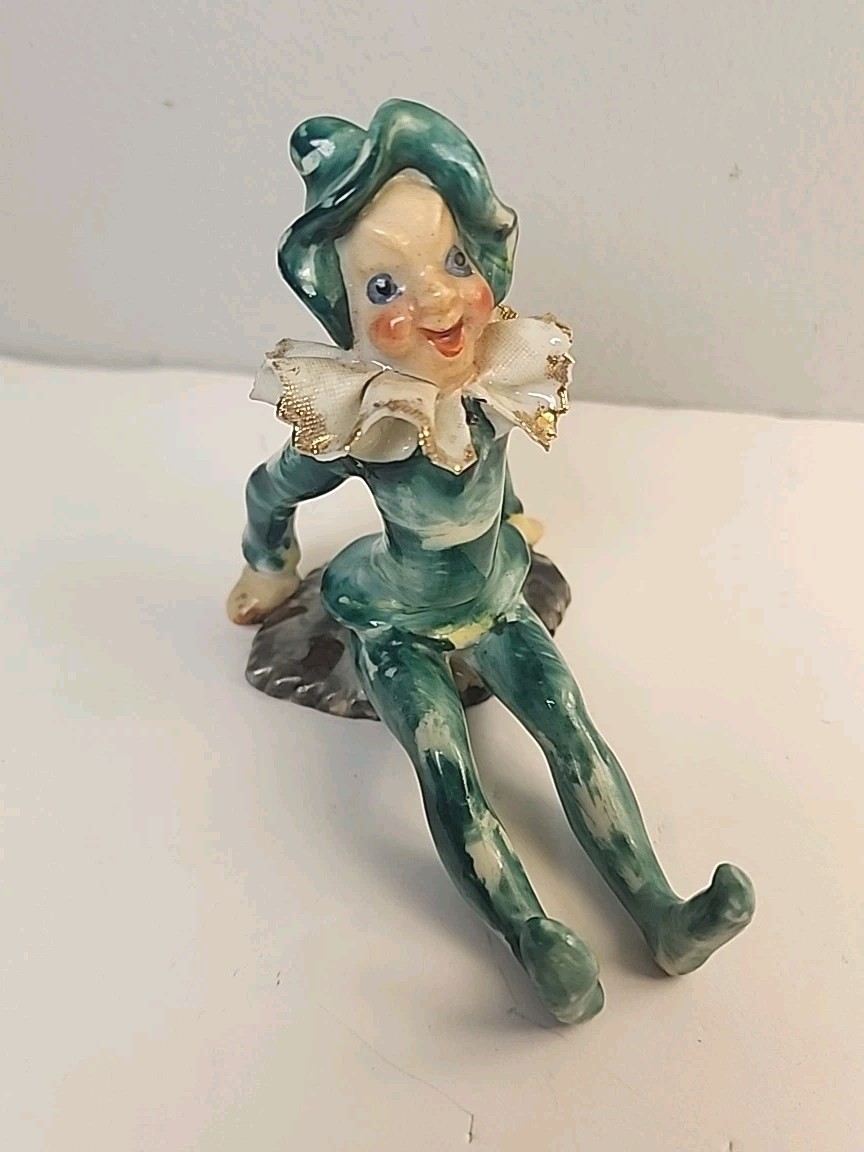 Vintage ACME Occupied Japan Ceramic Jester Pixie Fairy Elf Whimsical Figurine 