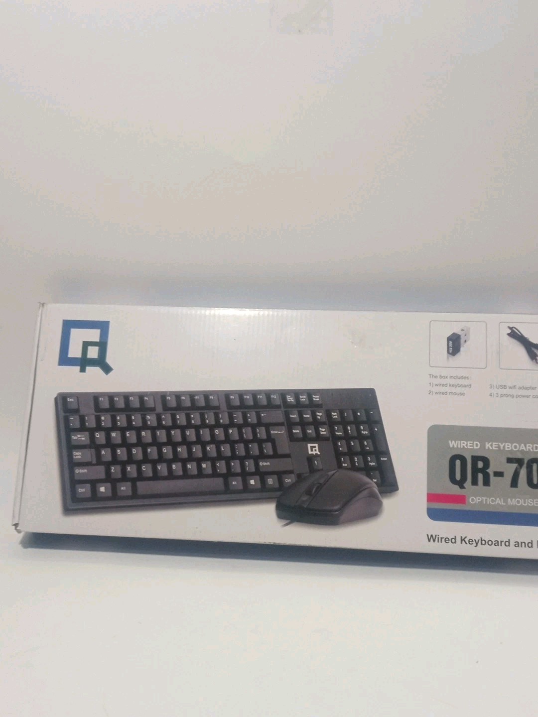 QR-70 USB Wired Optical Mouse and Keyboard 17 In USB Wifi Adapter (New Open Box)