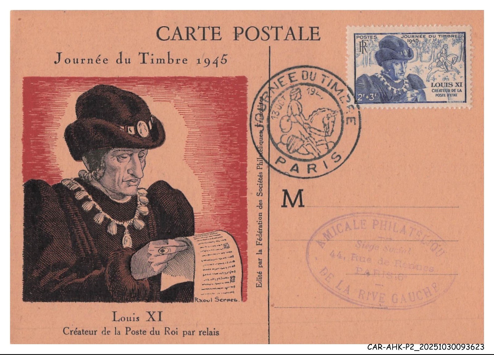 Car Ahkp2 0120 Maximum Cards - Stamp Day - Louis Xi - Creator Of The