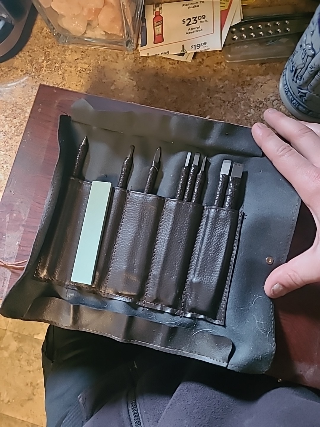 Leather Crafting Tools With Roll Up Leather Case