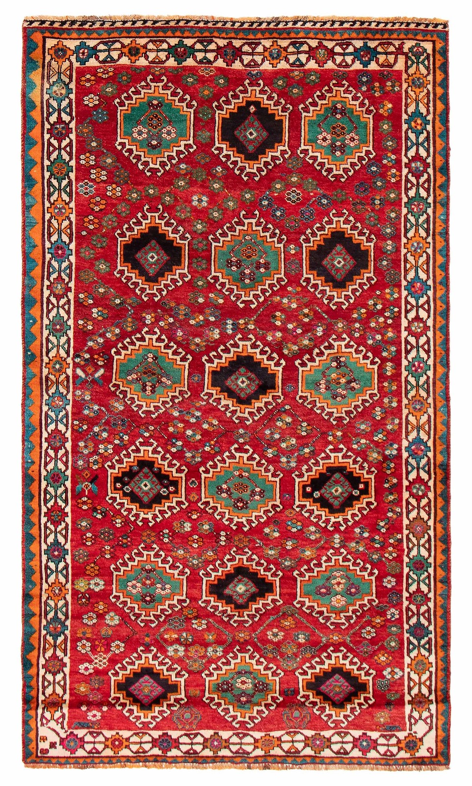 Vintage Geometric Area Rug 4'9" x 8'4" Traditional Hand-Knotted Wool Carpet