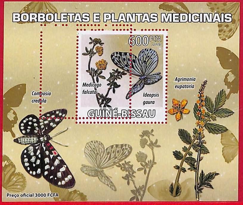 A5258 - GUINE-BISSAU - ERROR MISPERF Stamp Sheet - 2009 -Butterflies, Med.Plants