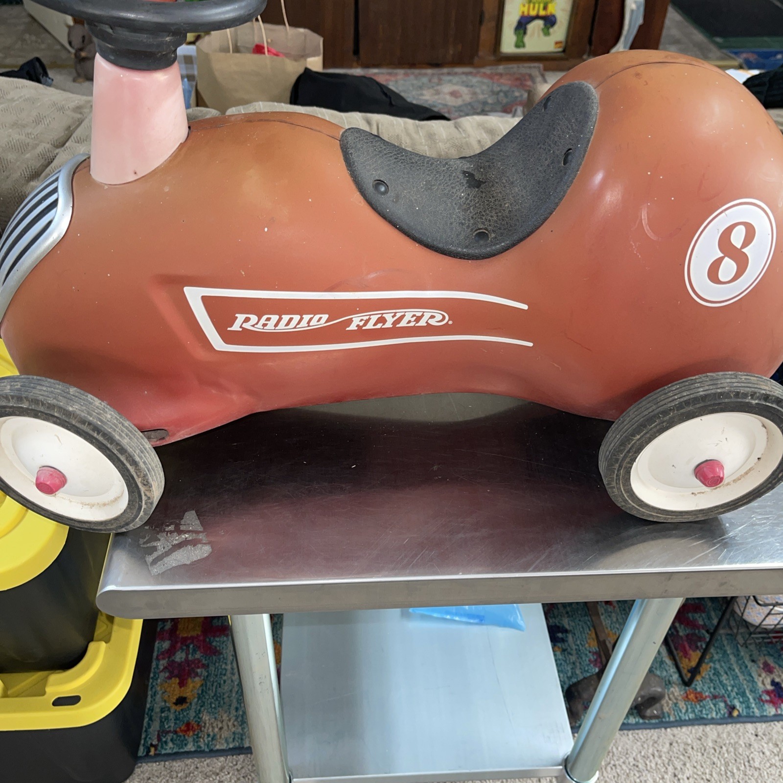 RETIRED Vtg Model 8 METAL Radio Flyer Little Red Roadster Toy Ride On Car Metal
