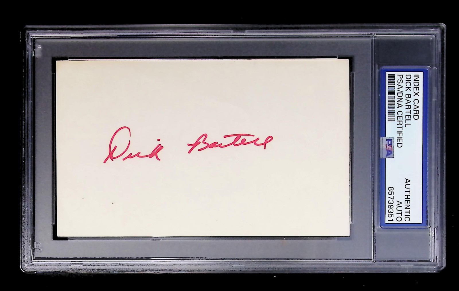 Dick Bartell - Index Card Autograph  - PSA Tallboy Holder - 85739351