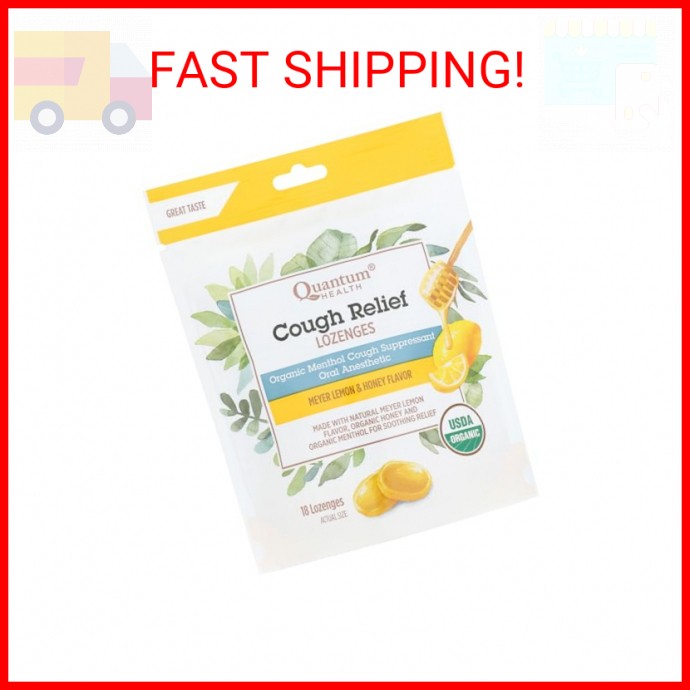 Quantum Health Organic Cough Relief Lozenges, Meyer Lemon & Honey, Natural Menth
