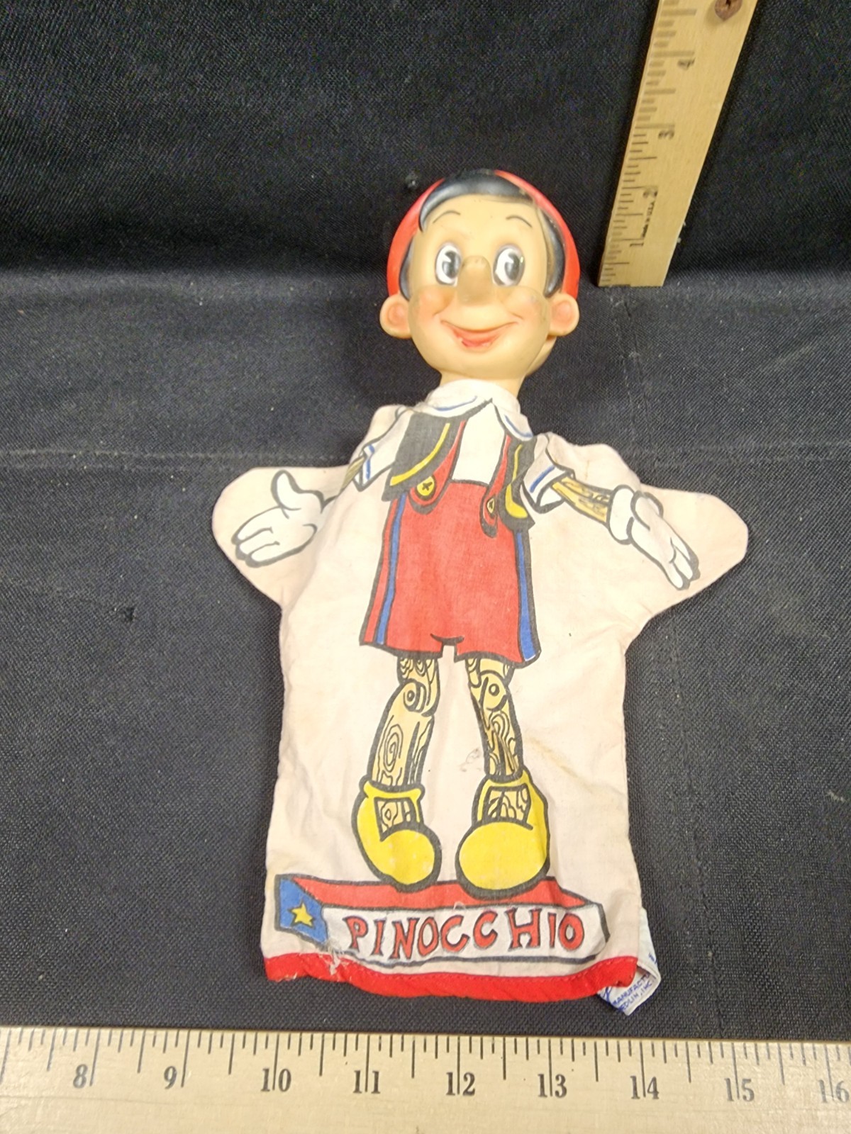 Vintage 60's Gund Pinocchio Hand Puppet Toy Disney Collectible Great Shape 