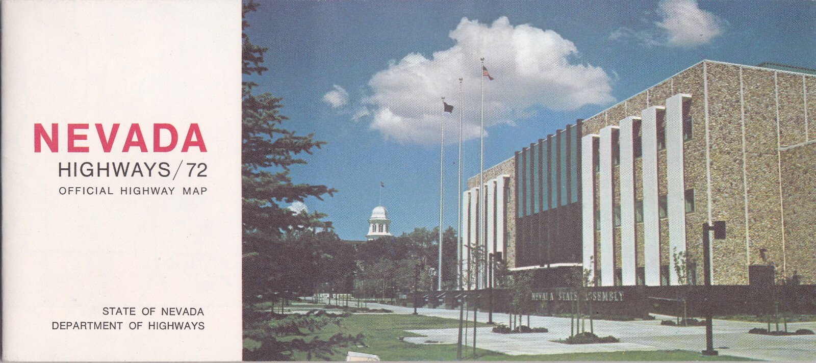 1972 Official State Issue Road Map Of Nevada