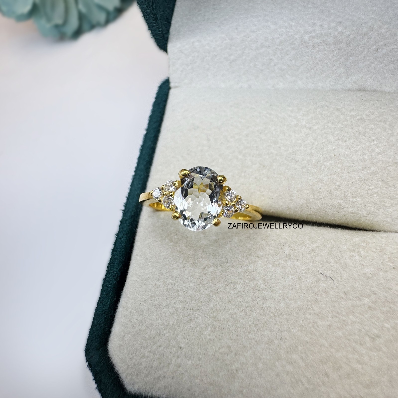 Natural Aquamarine Ring, 925 Sterling Silver, March Birthstone, Engagement Ring