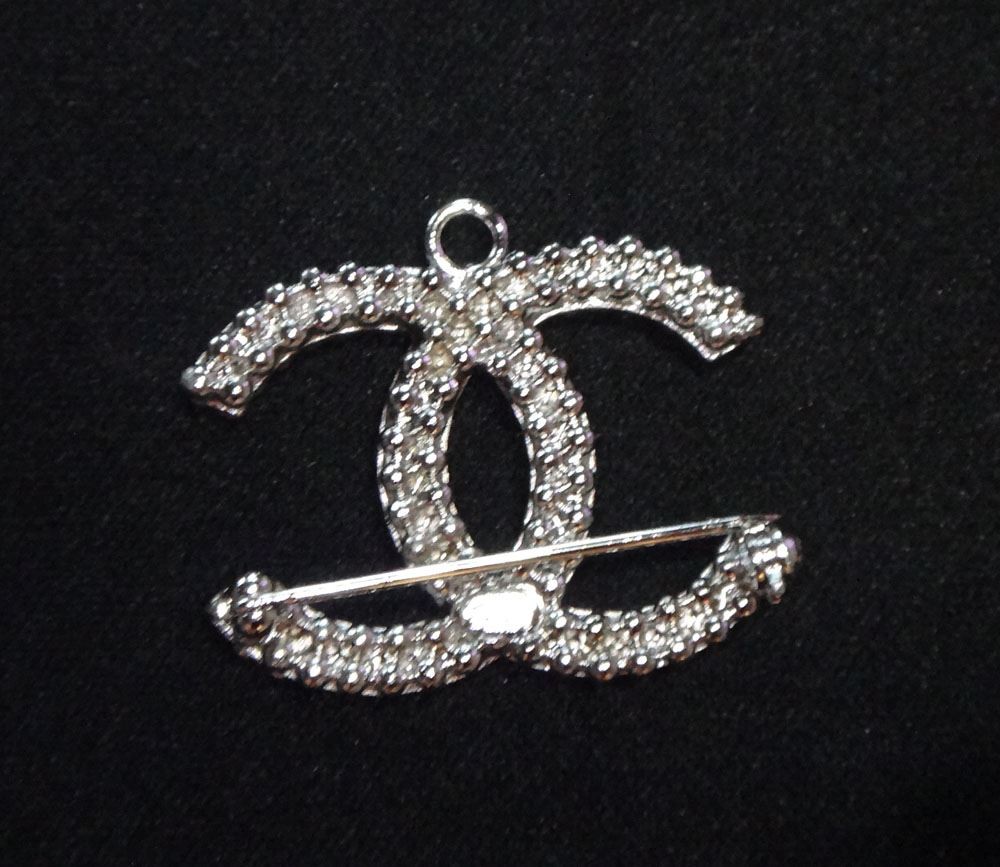 CHANEL Ladies Brooch Coco Mark Charm Silver