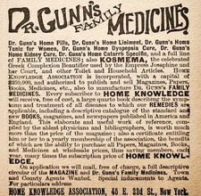 1886 Dr Gunn's Family Medicines Advertisement Victorian Quack Medical E98A