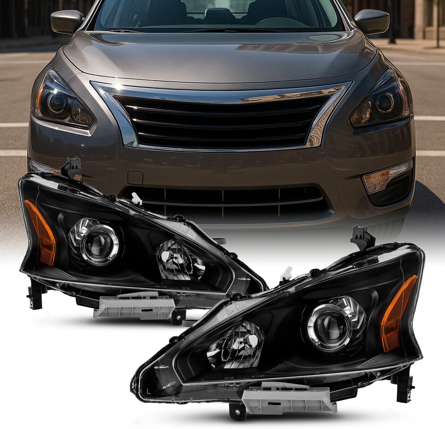 - for Black 13-15 Altima 4 Doors Sedan Halogen Type Headlights Front Lamps Repla