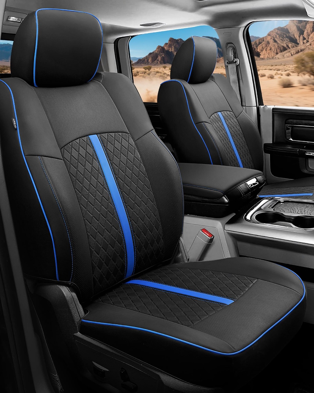 for Dodge Ram Leather Seat Covers, 2009-2018 Crew Cab 1500 Longhorn Laramie S...