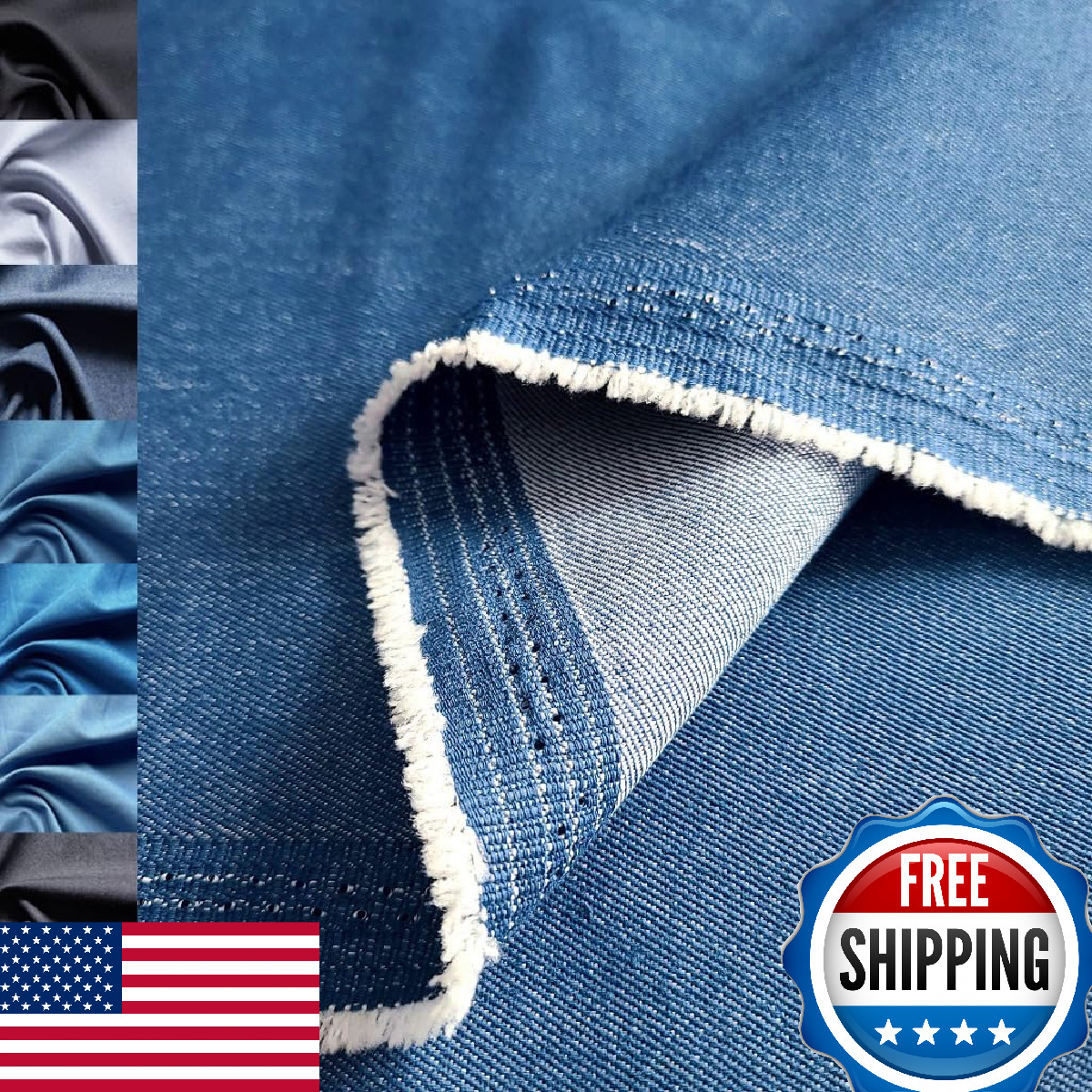 3-Yards 8 oz Indigo Blue Denim Fabric for Sewing & Crafting