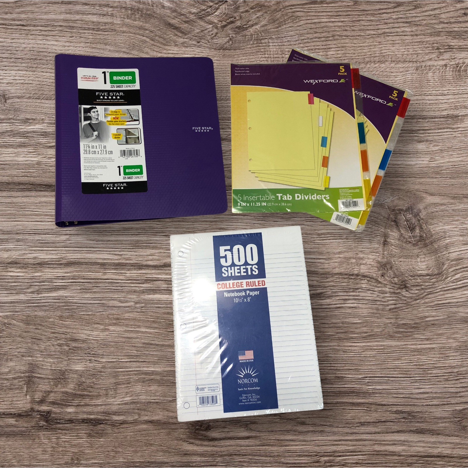 School Essentials Supplies Bundle Kit Binder 500 Sheets Paper Divider Class Home