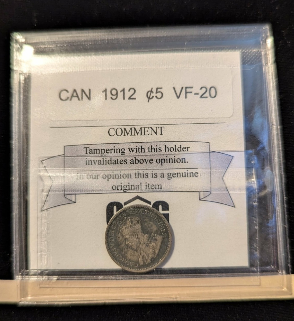 1912  Coin Mart Graded Canadian,  ¢5 Cent, **VF-20**
