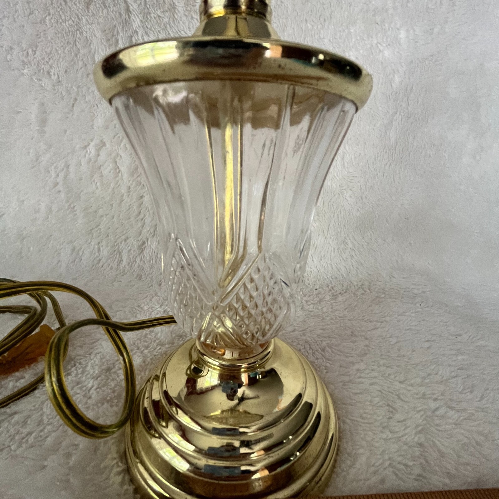 Crystal & Brass Small Accent Lamp 12" Sparkle NO SHADE NO BULB VINTAGE WATERFORD