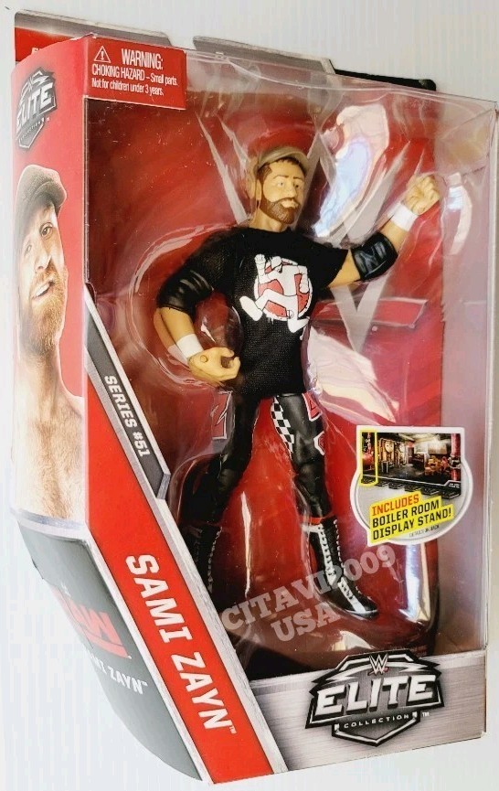 WWE SAMI ZAYN ELITE SERIES 51 WRESTLING ACTION FIGURE 2017 RAW SHIRT HAT DISPLAY