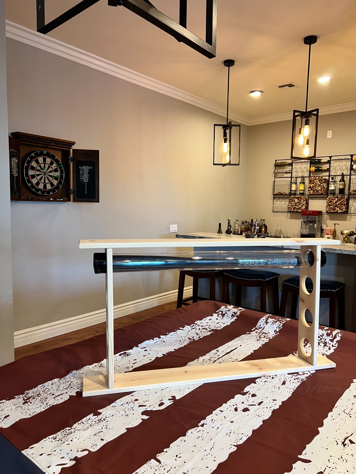 4 Bat - Wood Baseball Bat Display Rack w/ Top Shelf, Baseballs/Bobbleheads