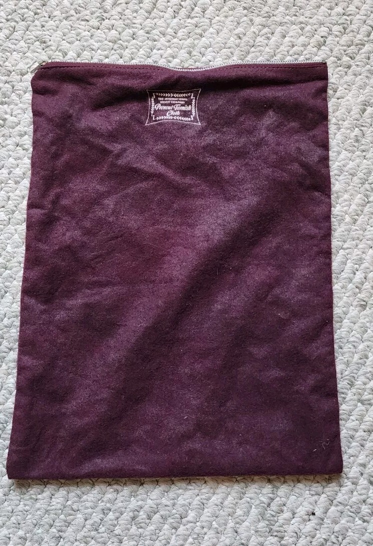 International Silver Company Anti Tarnish Cloth Zippered Bag 10.5X14