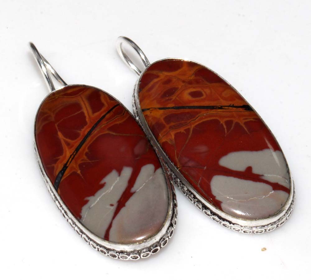 925 Silver Plated Noreena Jasper Earrings 1.8" Birthday Gift New Year Vibes MJ