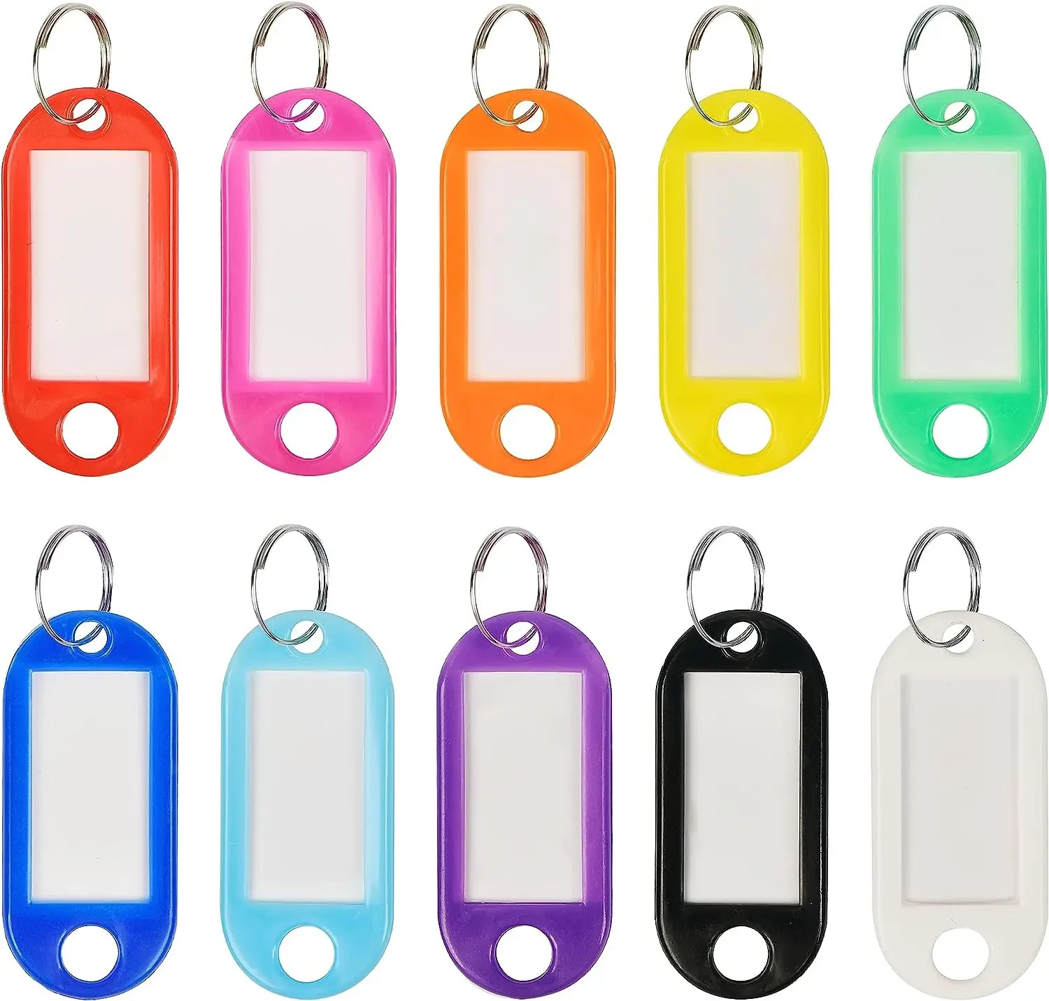 50/30/10Pcs Plastic Keychain Key Tags Id Label Name Tags with Split Ring for Bag