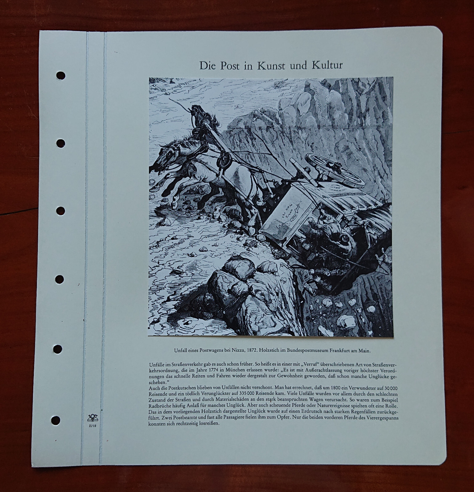 Vordruckblatt Post Art & Culture Accident Mail Wagon Nizza 1872 Wood Engraving