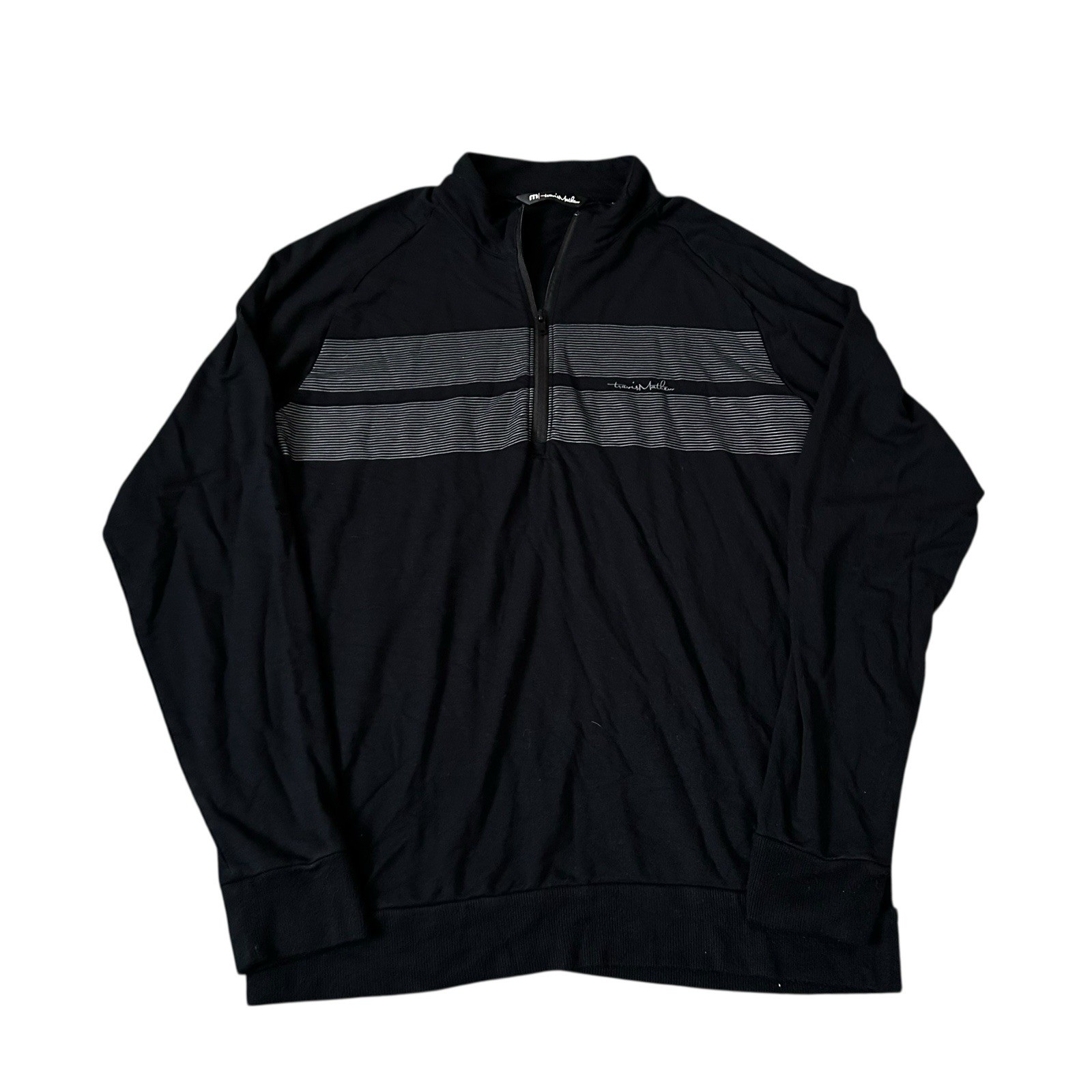 Travis Mathew Pullover Mens Medium Black 1/4 Zip Performance Stretch