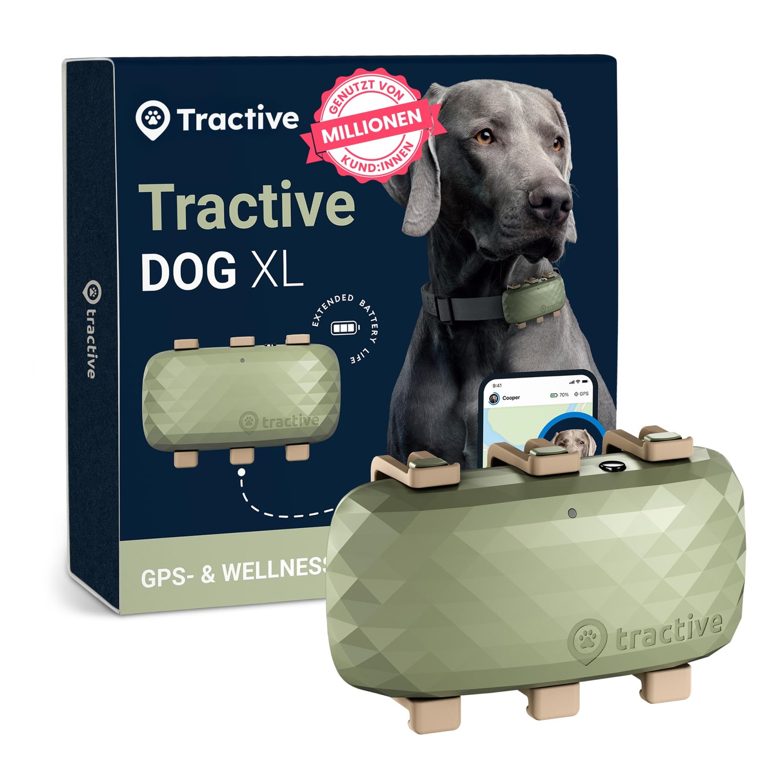 Tractive XL Smart Dog GPS Tracker | Live Pet Tracker with Virtual Fence | Vit...