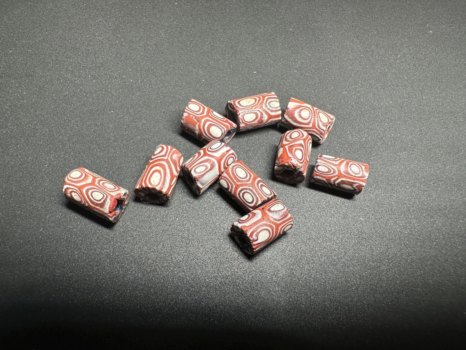 Set of 5 Antique Venetian Millefiori Trade Beads Rare African Glass Cylinder Be