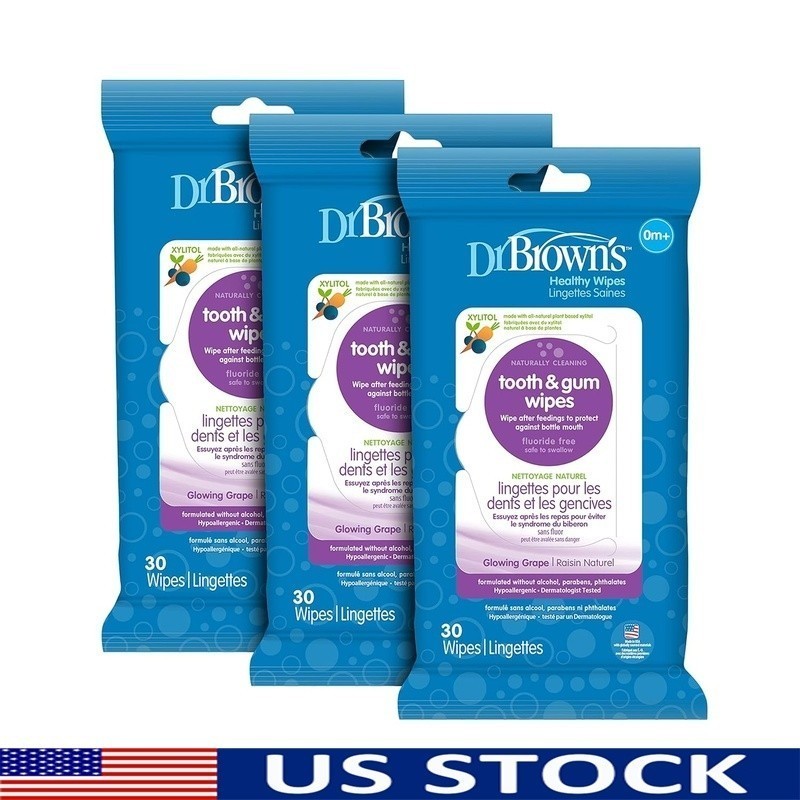 Baby Tooth & Gum Wipes Hypoallergenic Plant-Based Safe Ingestion 90 Count New