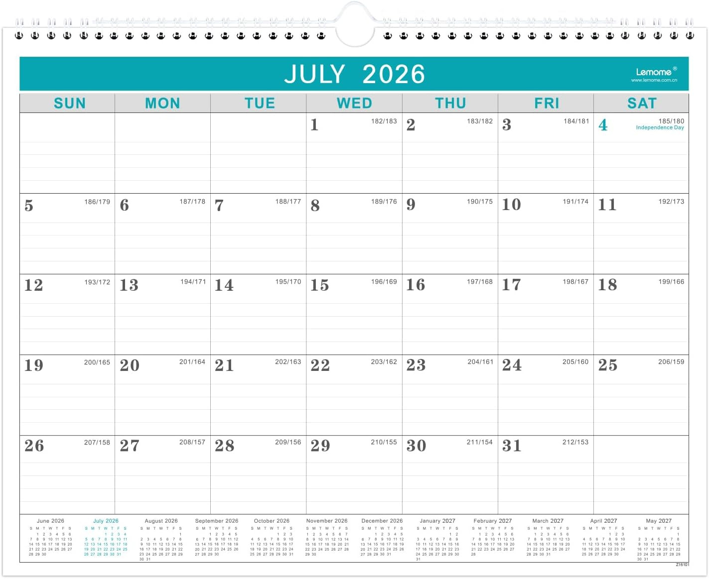 Calendar 2026-2027, 18 Months from July 2026 to December 2027,11.5" x 14.6", wit