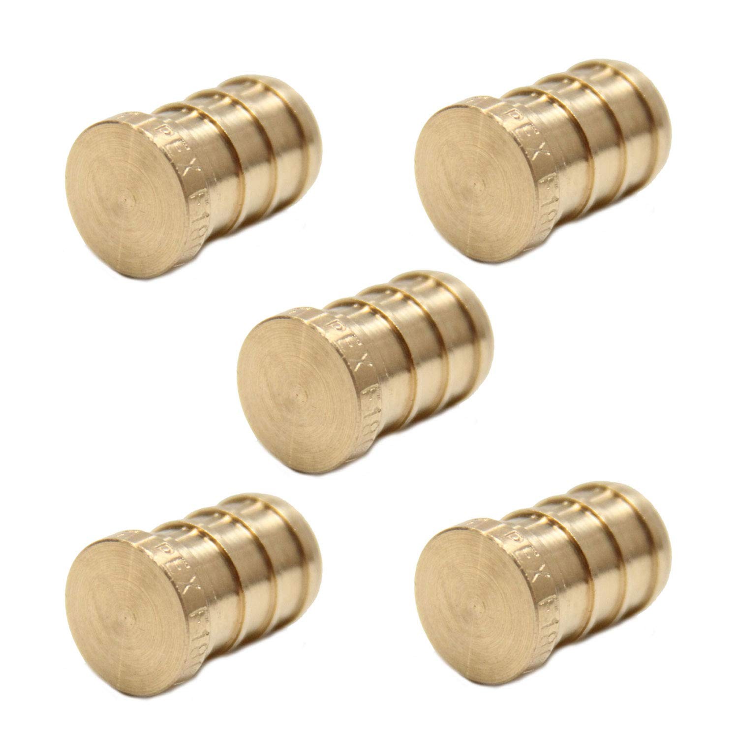 (Pack of 5) EFIELD Pex Barb 1/2" Plug End Cap Pipe Crimp Pack 5, Brass 